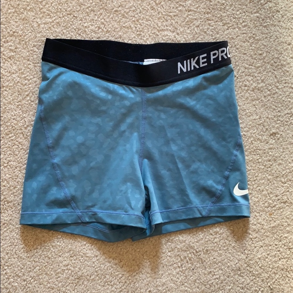 Nike Pro Spandex Shorts Blue Leopard Detail